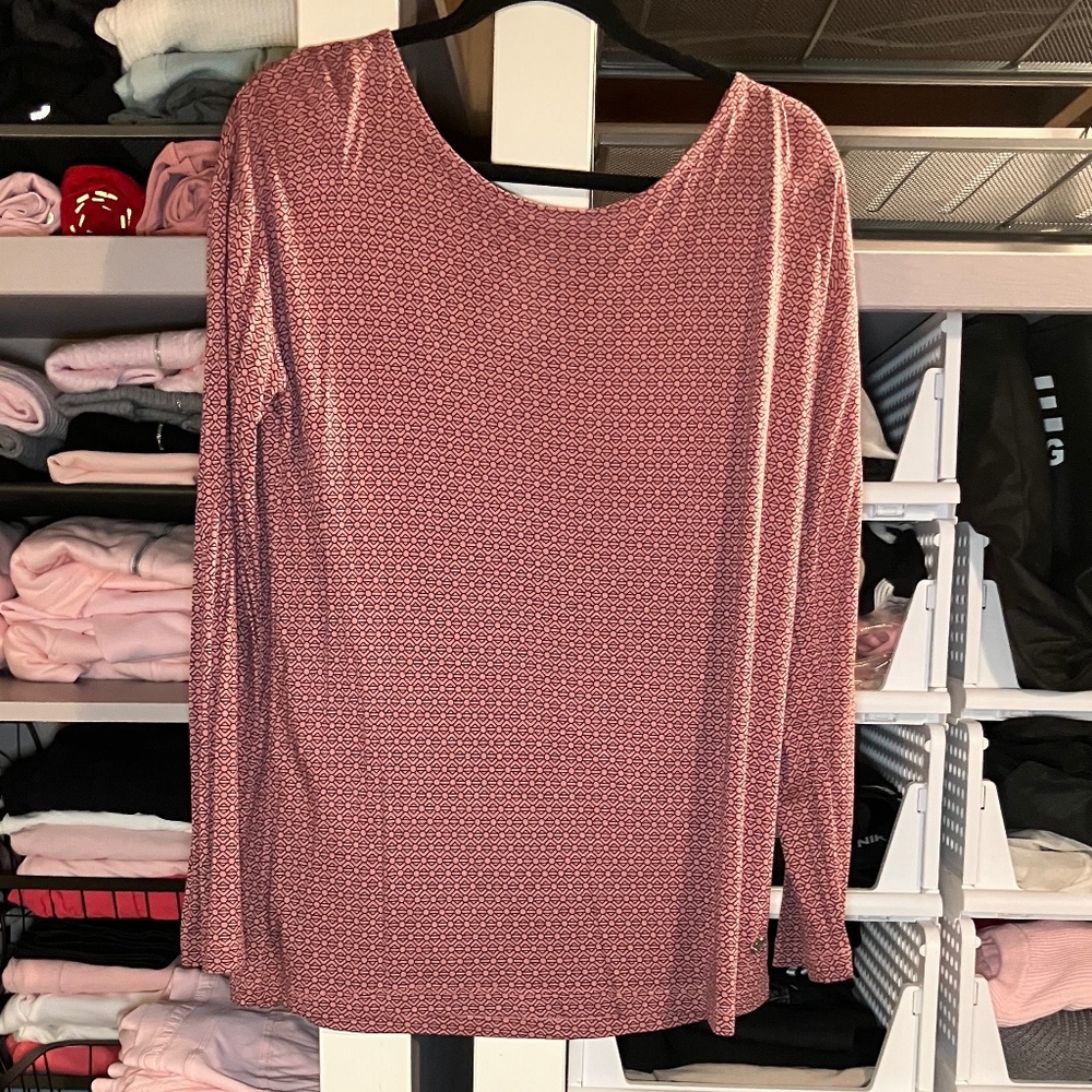 NWT Manguun Pink & Black Geometric Design Long Sleeve Top